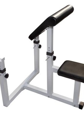 Adjustable-Preacher-Curl-Weight-Bench-Seated-Isolated-Curl-Height-Dumbbell-Bicep-BlackWhite-0-7