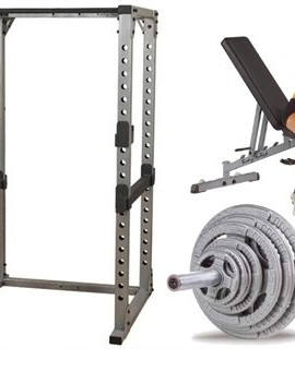 Body-Solid-Pro-Power-Rack-With-FID-Bench-And-300-lb-Olympic-Set-0