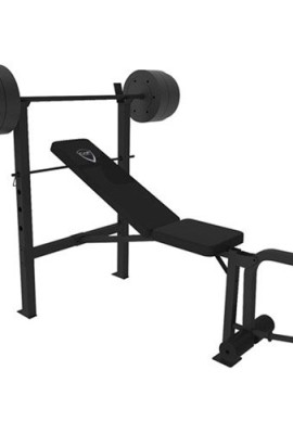 Home-Deluxe-Bench-w-Weight-Set-100-Pound-plywood-Back-rest-compact-frame-0