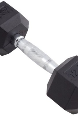 Body-Sport-Rubber-Encased-Hex-Dumbbell-125-Pound-0