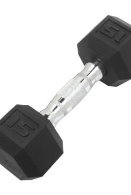 DWC-Dumbbell-Hex-Rubber-Coated-Commercial-Grade-Ergonomic-Steel-Handle-15-LB-0