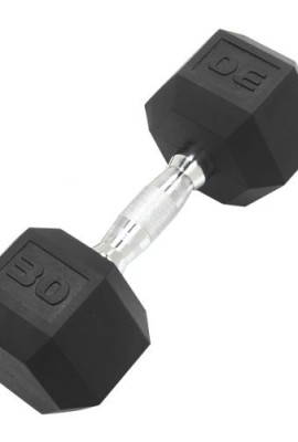 DWC-Dumbbell-Hex-Rubber-Coated-Commercial-Grade-Ergonomic-Steel-Handle-30-LB-0