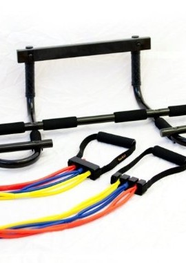 Lion-Roar-Fitness-Set-of-X-Safe-Adjustable-Patented-Twin-tubes-Resistance-Band-Set-up-to-45-LBS-and-Durable-Pull-Up-Chin-Up-Bar-Best-Value-0