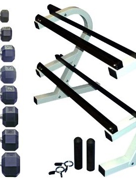 Rubber-Dumbbell-Set-8-Pairs-5-50-Lb-390-Lb-Total-w-2-Tier-Rack-Great-Gift-Set-0