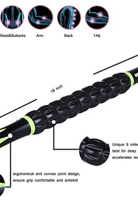 Idson-Muscle-Roller-Stick-for-Athletes-18-Inches-Body-Massage-Sticks-Tools-Muscle-Roller-Massager-for-Relief-Muscle-SorenessCramping-and-TightnessHelp-Legs-and-Back-RecoveryBlack-Green-0-0