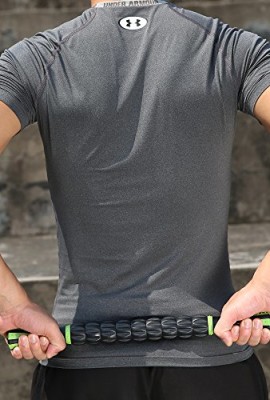 Idson-Muscle-Roller-Stick-for-Athletes-18-Inches-Body-Massage-Sticks-Tools-Muscle-Roller-Massager-for-Relief-Muscle-SorenessCramping-and-TightnessHelp-Legs-and-Back-RecoveryBlack-Green-0-2