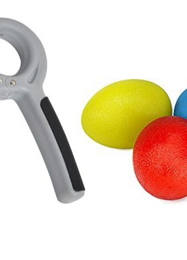 MDW-Adjustable-Hand-Grip-Hand-Exerciser-Balls-Hand-Exerciser-Kit-for-Stress-Relief-and-a-Stronger-Grip-3-Balls-1-Exerciser-Gray-0