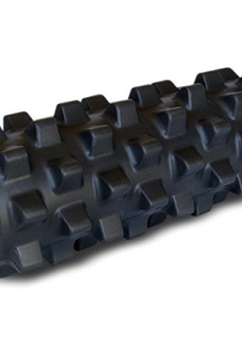 Rumble-Roller-Half-Size-Extra-Firm-Black-Textured-Muscle-Foam-Roller-Manipulates-Soft-Tissue-Like-A-Massage-Therapist-12-Inches-0