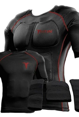 The-TITIN-Force-Weighted-Shirt-System-8-Lbs-Of-Hydro-Gel-Inserts-1-14-Pocket-Inner-Compression-Shirt-1-Outer-Compression-Shirt-Black-with-Red-Accent-Large-FFP-0