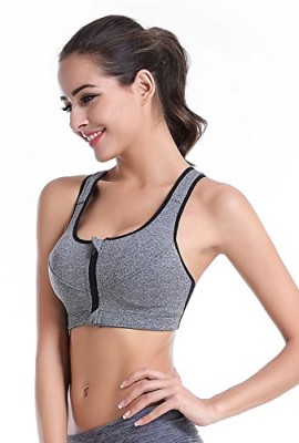 Winkeyes-Professional-Level-4-Womens-Front-Zipped-Sports-Bra-High-Impact-Strech-Racerback-Push-up-Padded-Wirefree-Adjustable-Strap-Yoga-Sports-Bra-Top-for-Running-Gym-Fitness-Training-Grey-M-0