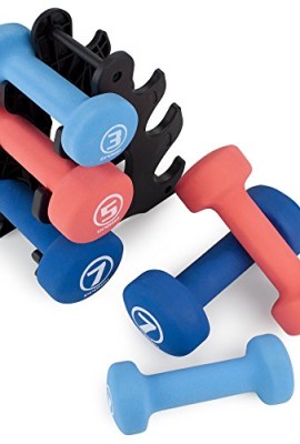 Crown-Sporting-Goods-Strength-Set-of-3-Pairs-of-Neoprene-Body-Sculpting-Hand-Weights-with-Storage-Rack-0-0