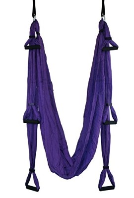 HappyPie-Yoga-Swing-Hammock-Flying-Inversion-Sling-whit-2pc-adjustable-belt-Purple-0