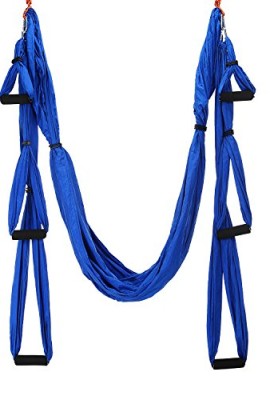 YahillTM-Deluxe-25-Yards-Elastic-Decompression-Inversion-Therapy-Anti-Gravity-Yoga-Swing-Aerial-Yoga-Hammock-Flying-Yoga-Strap-Yoga-Trapeze-Yoga-Sling-Capable-of-2000-Lb-Blue-0-0