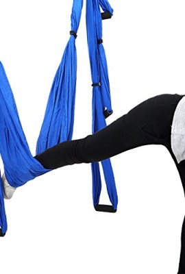 YahillTM-Deluxe-25-Yards-Elastic-Decompression-Inversion-Therapy-Anti-Gravity-Yoga-Swing-Aerial-Yoga-Hammock-Flying-Yoga-Strap-Yoga-Trapeze-Yoga-Sling-Capable-of-2000-Lb-Blue-0-6